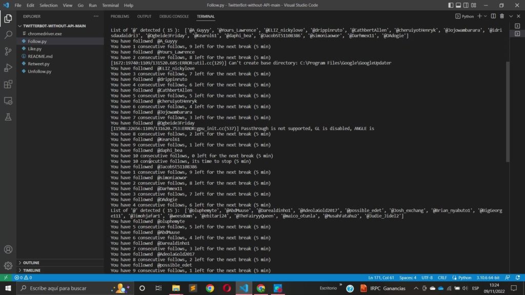 Resultado final en la consola